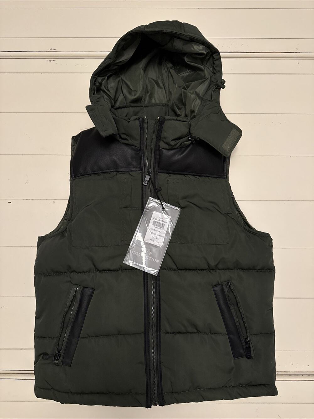 VIP Collection Jacket Style Vest # VP-5 ArmyGreen Black Size Small S NWT $149